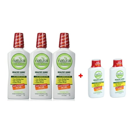 Travel Rinse - Natural Dentist Healthy Gums Peppermint Twist Antigingivitis Rinse, 16.9 Ounce PK/3 + 2 FREE Travel Size Bottle