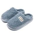 thumbnail image 4 of Yarkasie Slippers for Women Men, Soft Thick Memory Foam Slippers, Fuzzy Bedroom House Shoes Indoor, Blue Size 5, 4 of 9
