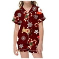 thumbnail image 1 of YOUSNH Ensemble de Pyjama de Noël pour Enfants à Manches Courtes et Shorts, Pyjamas pour Enfants, Deux Ensembles, Violet 4-5 Ans, 1 of 4