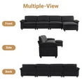 thumbnail image 4 of Zimtown Sectional L-Shaped Sofa with Ottoman, 6-8 Person Living Room Couch, 4 Seater and 1 Ottoman, Double-Layered Burlap, Black, 4 of 9
