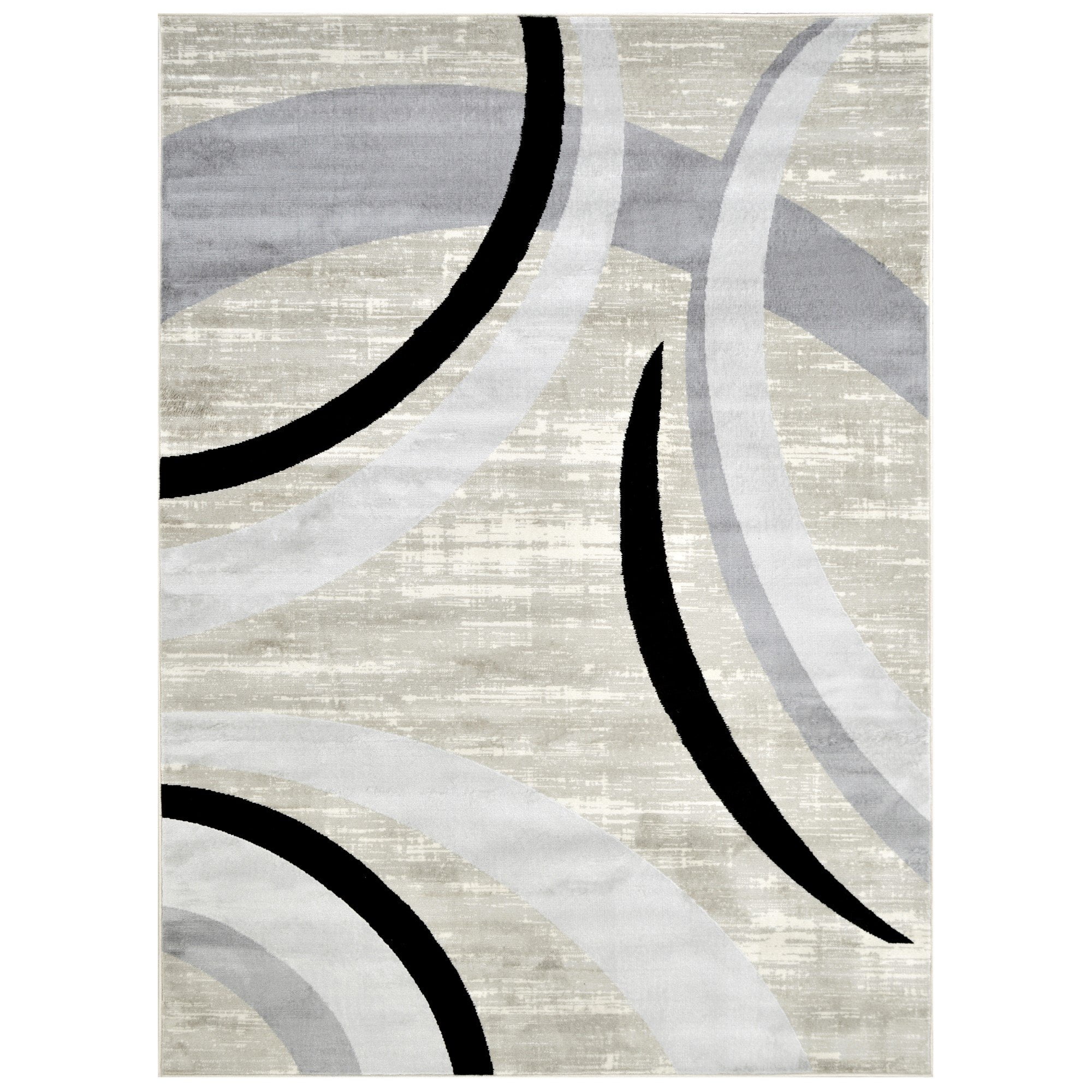 HR Abstract Rugs Luxury Livingroom Carpet Modern Contemporary 8x10 Grey Rug Ultra-Soft, Shed Free Stain Resistant Swirls Black Silver/Gray/White 7'74" x 10'