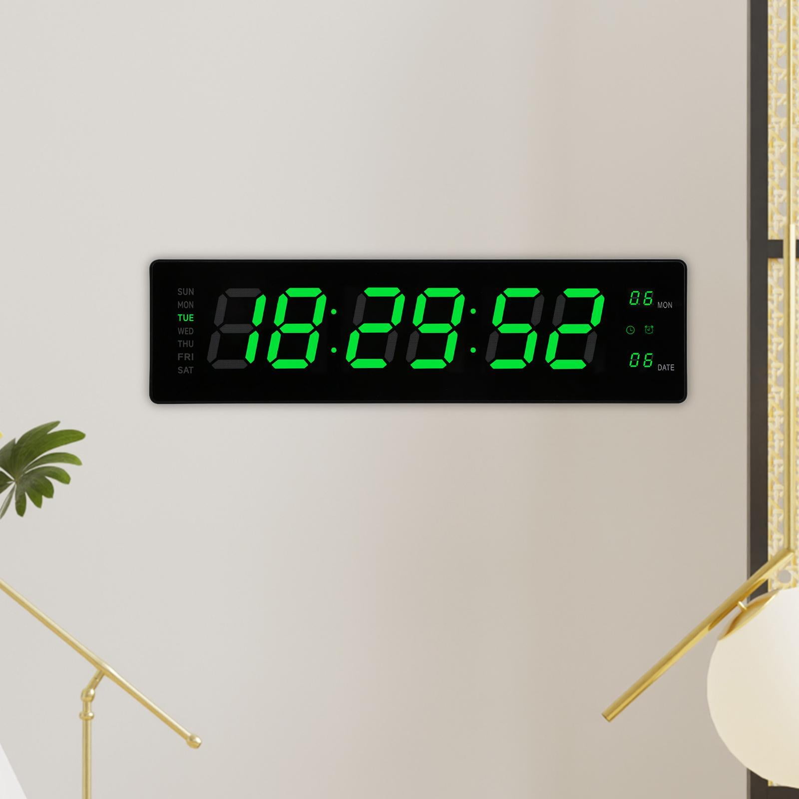 Baoblaze LED Digital Clock Bedroom Display Date Calendar Bar Wall Hanging Alarm Clock Green