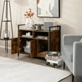 thumbnail image 3 of Infans Large Litter Box Enclosure Cat Wooden Storage Cabinet with 2 Doors Coffee, 3 of 7
