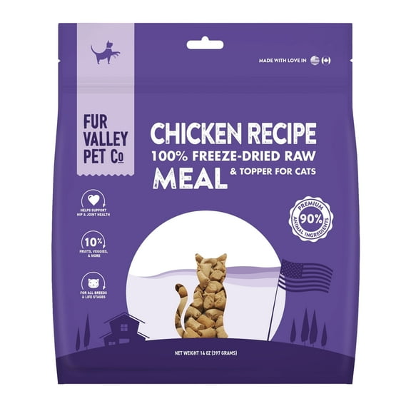 Fur Valley Pet Co. Chicken Recipe Freeze-Dried Dry Cat Meal, 14oz Bag