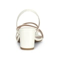 thumbnail image 2 of BLISSFUL STEP Women's Solid Color Strappy Slingback Block High Heels Sandals White 8, 2 of 8