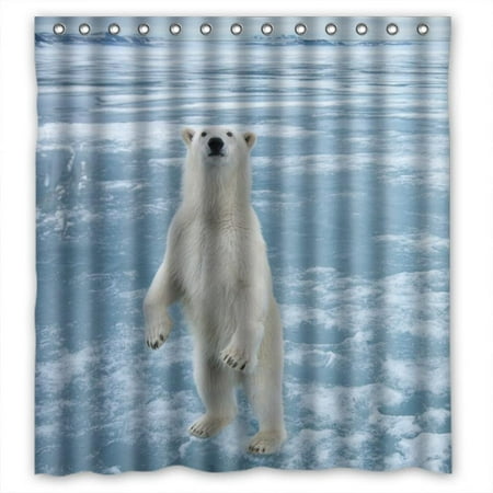 Ganma The Frozen Ice White Bear Stand Up Shower Curtain Polyester Fabric Bathroom Shower Curtain 66x72