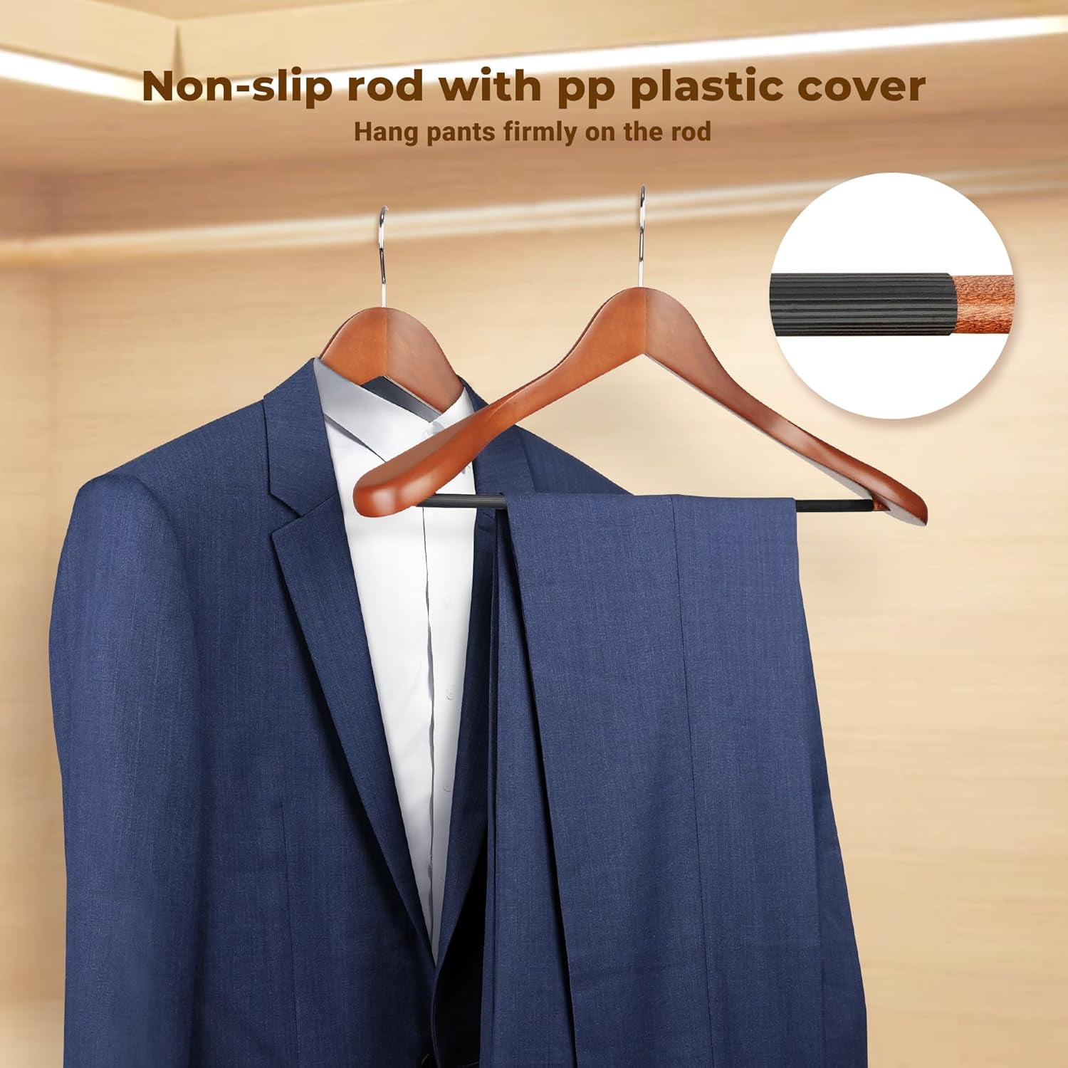Coat Hanger 8-Pack,  Wood Hangers Trouser Hangers Extra Wide Shoulder Wooden Hangers for Heavy Coat, Sweater, Skirt, Suit, Pants, Retro Finish