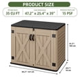 thumbnail image 6 of Craftian Outdoor Horizontal Storage Shed with X-Shaped Lockable Door, 35 Cu Ft Weather Resistant Resin Tool Shed, Brown, 6 of 8