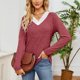 thumbnail image 5 of Camiseta de manga larga con cuello en V para mujer Top tipo túnica de manga larga con cuello en V para mujer Top de otoño con cuello en V con empalme de encaje Top básico, 5 of 7