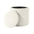 thumbnail image 2 of HomePop Round Storage Ottoman, Cream Boucle, 2 of 8