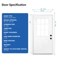 thumbnail image 3 of HUTWIFE Fiberglass Exterior Door with Brickmould, 36 x 80 Front Door with Vinyl Frame, Left Hand Inswing 9 Lite Glass - Primed Entry Door for Home's Front Entrance White Wooden Grain, 3 of 9