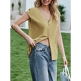 thumbnail image 3 of Women's Deep V-Neck Knit Sweater Vest - Sleeveless Button-Up Loose Fit Tops, 3 of 6