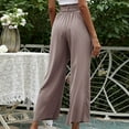 thumbnail image 7 of Wide Leg Pants for Women Summer Casual Baggy Elastic Waist Belted Ankle Pants Solid Color Palazzo Pants Trousers Womens Clothes, 7 of 7