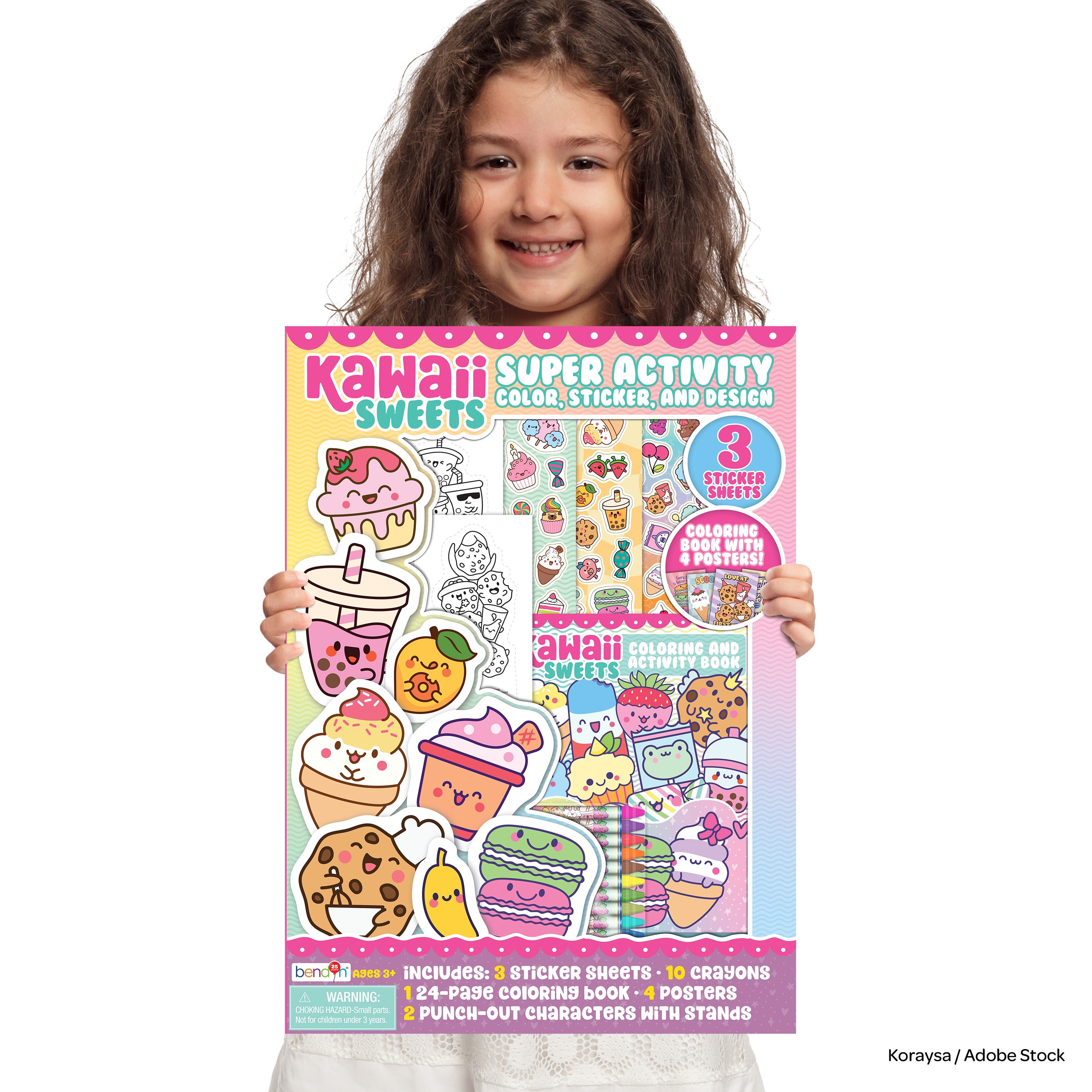 Bendon Sweet Treats Trendy Gift Set with a Coloring Book, Posters, Stickers, Crayons, & Punch-Out Characters