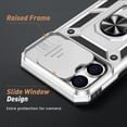 thumbnail image 4 of Case for iPhone 13 Pro Case with Slide Camera Cover & Kickstand, Heavy Duty Military Grade Protection Phone Case, Built-in 360° Rotate Ring Stand, Shockproof Full Body Rugged Case (Silver), 4 of 14