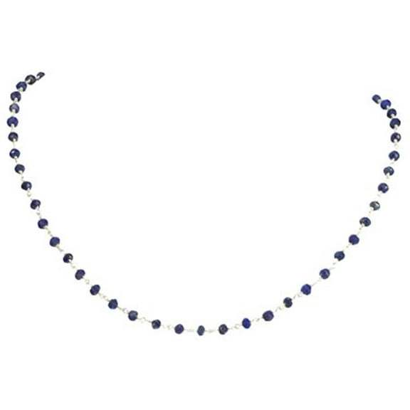 Spyglass Designs Sterling Silver Lapis Lazuli Faceted Blue Necklace Beaded Silvertone Chain 18" Designed for Adult Women