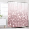 thumbnail image 1 of Cortina de ducha de tela rosa brillante con brillo, decoración de baño para mujeres y niñas, 182 cm de ancho x 182 cm de alto, color oro rosa brillante (sin brillo brillante), decoración para baño,, 1 of 6