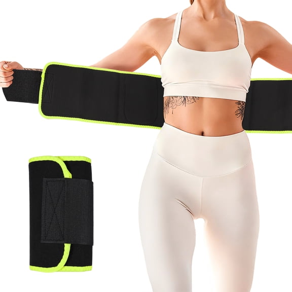 Waist Trainer, Neoprene Sweat Band Waist Trimmer 41.3" & Green Belly Stomach Wrap - Fitting for (Women/Men/Workout/Fitness/Back Support)