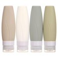thumbnail image 1 of ZHAOCHENG Botellas de viaje de silicona Luniquz: contenedores de artículos de tocador rellenables, juego de 4 piezas con bolsa de EVA aprobada por la TSA, juego de botellas de viaje a prueba de fugas,, 1 of 5