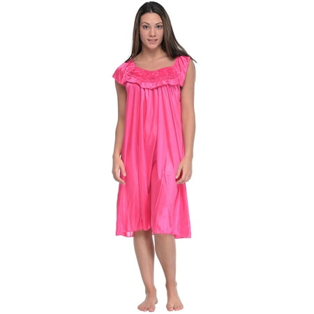 

Casual Nights Women s Cap Sleeve Flower Silky Tricot Nightgown