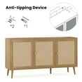 thumbnail image 6 of Sideboard Buffet Cabinet with 3 Rattan Doors,Modern Kitchen Storage Console Cabinet for Entryway Living Room (Large,Natural), 6 of 6
