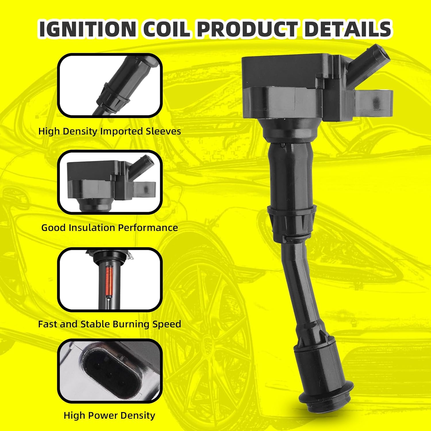 MOAUTO Set of 4 Ignition Coils Pack UF735 DS7G12A366BB & 4 PCS Iridium Spark Plugs Compatible with Ford 2014 2015 2016 2017 2018 2019 Fusion and Escape 1.5L L4