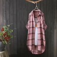 thumbnail image 2 of Pxiakgy Long Flannel Shirts for Women Button Down Plaid Shirts Dresses Pocketed Women's V Neck Seven Quarter Sleeve Printed T Shirt Long Sleeve Plaid Boyfriend Front Shirt Pink Xl, 2 of 3
