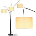 thumbnail image 1 of Brightech Trilage 9.5W LED Bulb 3 Lights with Shades Arc Floor Lamp, Black, 1 of 9