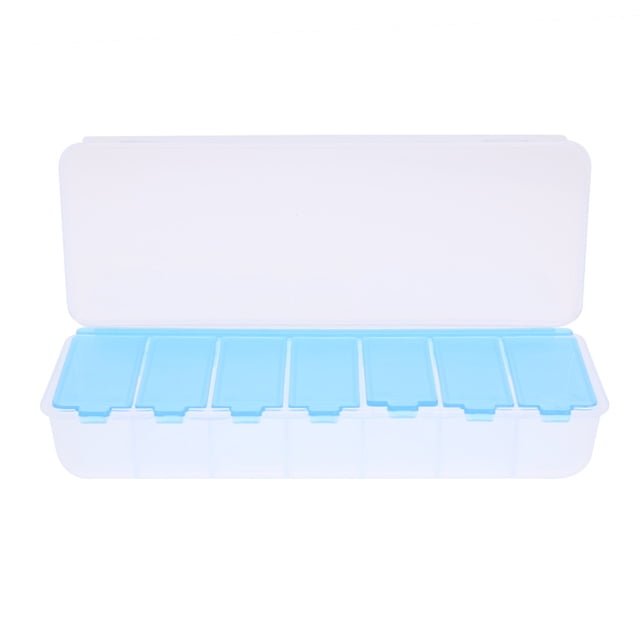 Caja Medicamentos Con 7 Compartimentos para Cápsulas Organizador Joyas Sellado Azul para Viajes A Casa