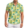 thumbnail image 2 of QHRMKOG Mens Hawaiian Shirts Short Sleeve Loose Fit Print Beach Shirt Breathable Tropical Holiday Button Down Hawaiian Shirts Summer Trendy Top Green 4XL, 2 of 6
