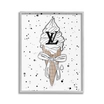 Stupell Industries Ice Cream on Modern Pattern Beauty & Fashion Painting Gray Framed Art Print Wall Art, 24 x 30