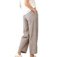 thumbnail image 5 of ZToonmas Gingham Barrel Ankle Pants for Women Button Fly High Waist Loose Plaid Nine Point Casual Pants with Pockets, 5 of 6