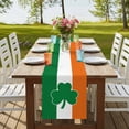 thumbnail image 4 of Irish Flag St. Patrick's Clovers Table Runner-36 Inch Long Lucky Green Leaves Table Runners Linen Burlap Tablerunner for Kitchen Dining Room Holiday Party, 4 of 9