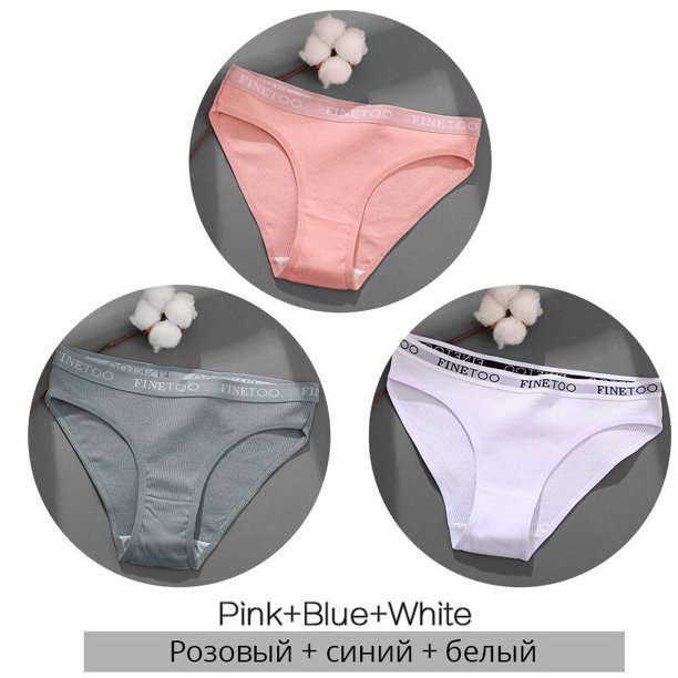 Finetoo 3 Unids/Set Mujeres Ropa Interior Femenina Bragas De Algodón Sólido Calzoncillos Íntimos Lencería