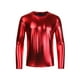 thumbnail image 5 of Camisetas de hombre INSPIRE CHIC de cuello redondo de manga larga brillante, L rojo, 5 of 7