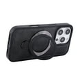thumbnail image 3 of Magnetic for iPhone 12 Pro / iPhone 12 6.1" Case with Ring Stand, Protective PU Leather Phone Case Grip Loop, Compatible with Mag-Safe, Built-in Kickstand Cover for iPhone 12 Pro / 12 6.1", Black, 3 of 10
