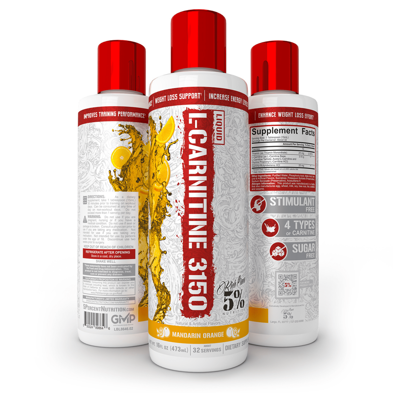 5% Nutrition, Liquid L-Carnitine 3150, Watermelon Candy