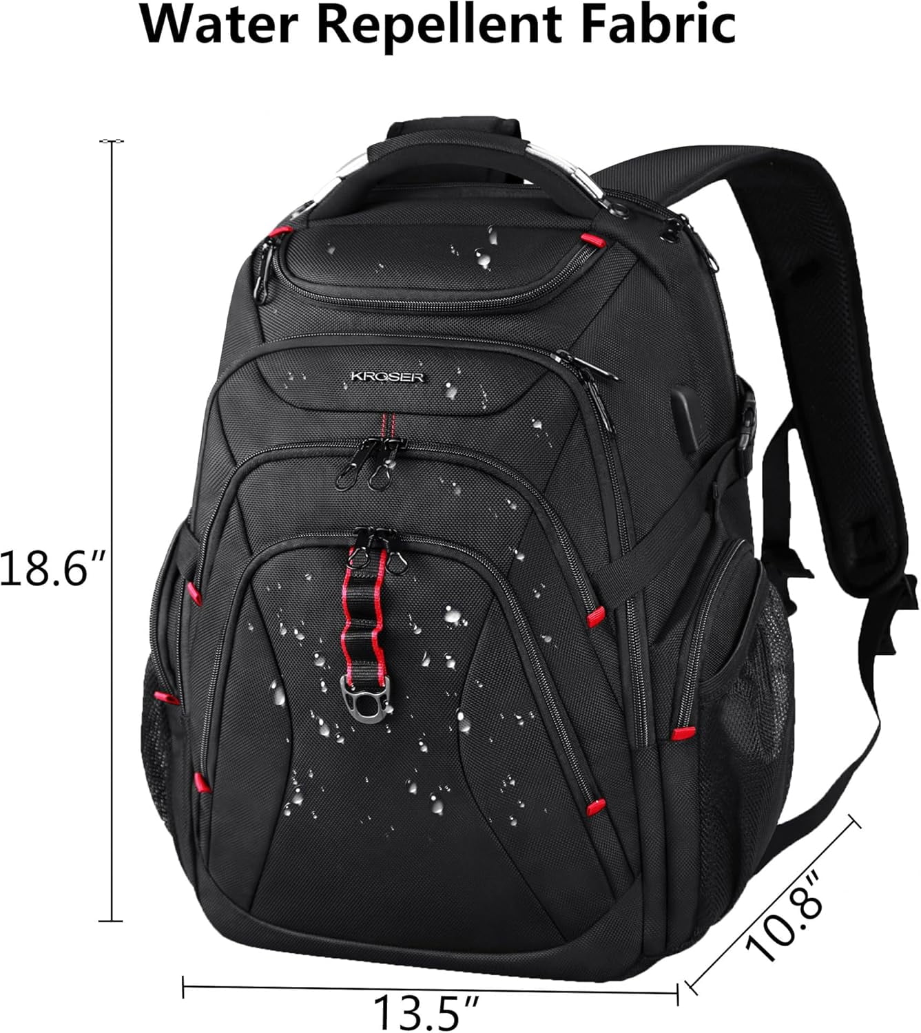 KROSER Waterproof Laptop Backpack for Travel, Business, College, School with RFID, USB, Safety Luggage for Computer