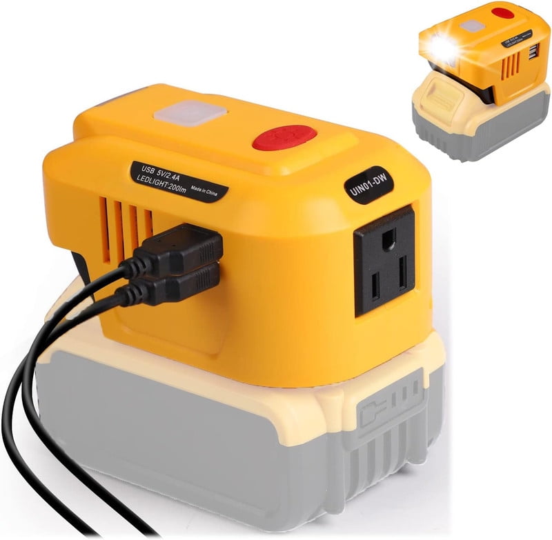 150W Power Supply Inverter for Dewalt 20V Battery, TEPULAS 120V Battery Adapter USB Phone Charger Generator for Dewalt 20V with AC Outlet & LED Light (Inverter Only)