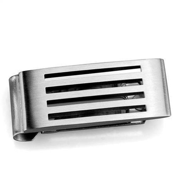 Men High Polished Stainless Steel Money Clip with No Stone in No Stone