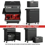 AIRAJ Black Tool Chest with Wheel | 40 Industrial 6-Drawer Rolling Tool Cabinet with Single Door | Big Tool Box with Lock