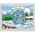 thumbnail image 1 of Bigfoot Tapestry, Colorful Children Animal Illustration on Snowy Hills Pine Trees Winter Season Yeti, Wall Hanging for Bedroom Living Room Dorm Decor, 60W X 40L Inches, Multicolor, by Ambesonne, 1 of 2