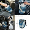 thumbnail image 7 of Yuyamidu 14 Piece Blue Marble Print Car Seat Cover Set with Steering Wheel Cover Seat Belt Strap Cover Garbage Bin Armrest Cover Rearview Mirror Cover Coaster Gear Shift Knob Cover Set Fit SUV Sedan, 7 of 7