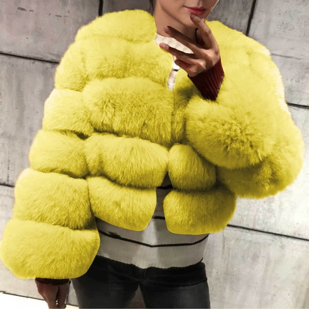 Chaquetas y abrigos casuales de manga larga sin capucha para mujer, de talla grande, de invierno, cálidos, holgados, con cuello alto, de felpa y pelo, de poliéster.