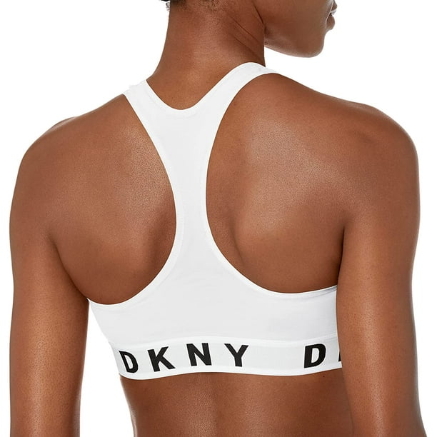 DKNY Womens Cozy Boyfriend Racerback Bralette Medium White/Black 