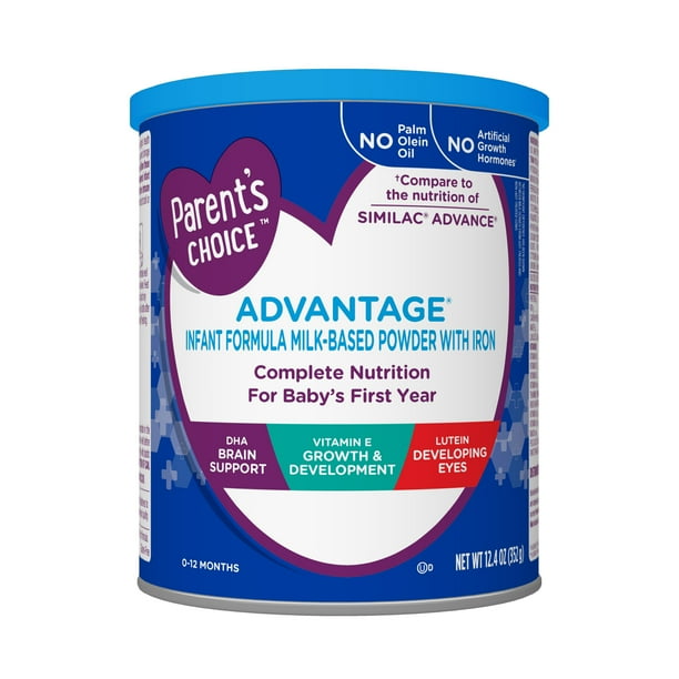 Parent's Choice Advantage Infant Formula Powder with Iron; DHA, Lutein, Vit E, 12.4 oz Canister