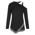 thumbnail image 4 of BLVB Womens Trendy off Shoulder Tunic Tops Sequins Splicing Long Sleeve Shirts Ladies Plus Size Going out Blouse, 4 of 6