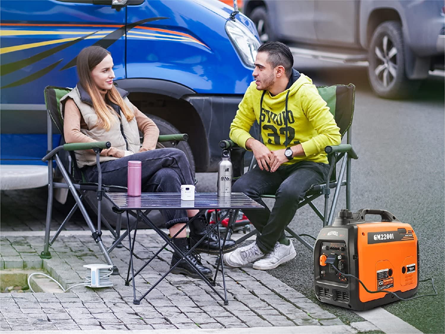 GENMAX Portable Inverter Generator，2200W ultra-quiet gas engine, EPA Compliant, Eco-Mode Feature, Ultra Lightweight for Backup Home Use & Camping GM2200i)
