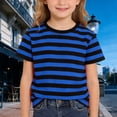 thumbnail image 5 of Gunia Short Sleeve Shirts For Girls Striped Print Boys Casual Kids Tees Shirts Soft Comfortable Daily Wear Tshirts Tops T Shirt 2-13 Years, 5 of 6