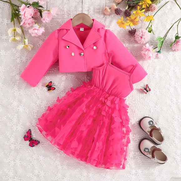 Girls Outfits 2 Piece Set Fashion Solid Color Coat Top with Dress for Toddler Girls Casual School Party Wear Baby Girl Registry Must Haves Baby Girl Matching Outfits Wrap Set Teen Outfits Girls 5 Fall